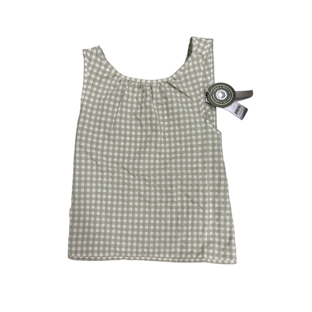 NEW  Sz 6-7 Sunday Collective Tea green white plaid gingham tank top crossback